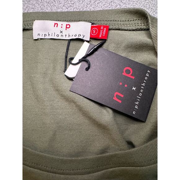n:p x n:PHILANTROPHY Sz S Francis Tee Dress Long Sleeve Olive Green mini bodycon - Picture 5 of 9